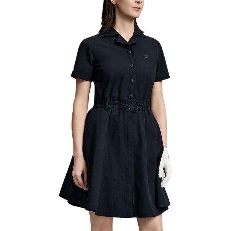 Fila Golf Series Solid Color Polo Comfortable Short Sleeve Dress Two Piece Set Women Dresses A11W625306F-NV