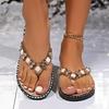 2025 Comfortable and Fashionable All-match Beach Shoes Non-slip Soft Bottom Casual Flip-flops Rhinestone Flat Slippers Size 42