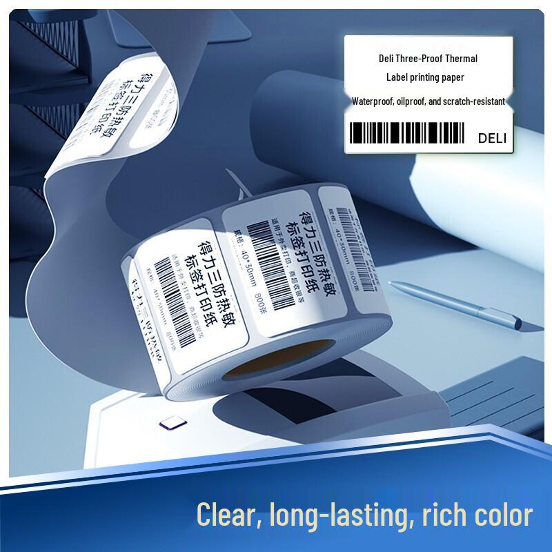 Deli 40x30mm Triple-Proof Thermal Labels (12 Rolls)