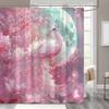 Luxurious Pink Peacock Digital Printed Shower Curtain with Hooks - Machine Washable, Elegant Moonlit Night Design, Polyester Wov