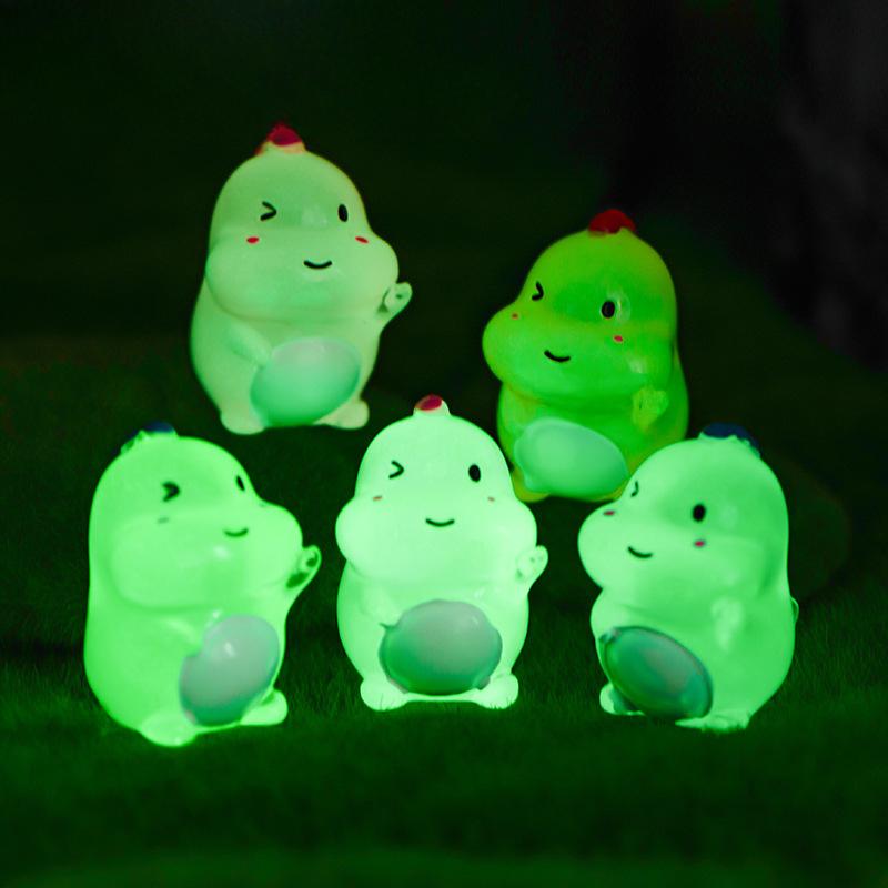 Micro Landscape Decoration Cartoon Cute Color Luminous Dinosaur Resin Decoration Desktop Car Decorative Arts and Crafts Accessories