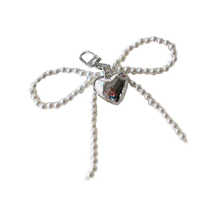 Fashionable Bead Bowknot Phone Charm Keychain Cellphone Chain Stylish Pendant Fashionable Bowknot Keychain Accessory
