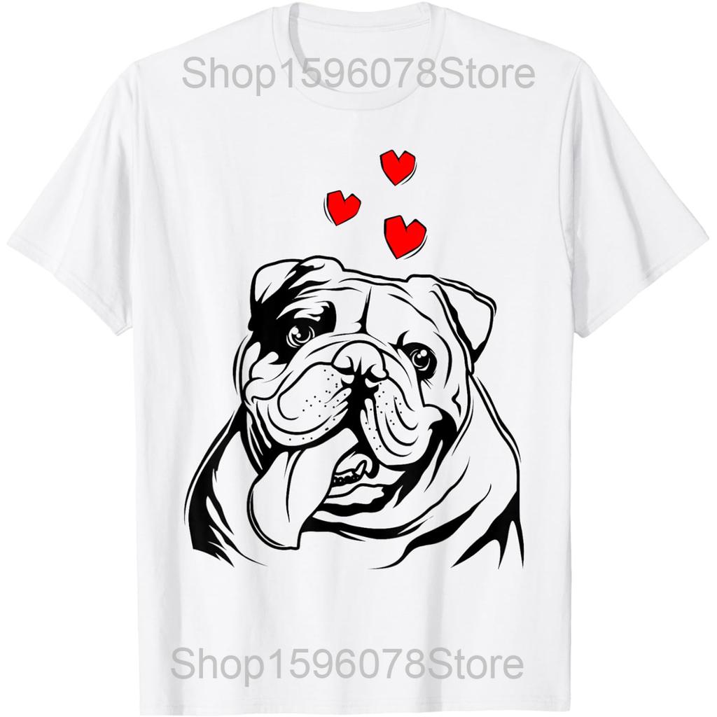English Bulldog Moon Howling T Shirts Men Women Pure Cotton Humor Streetwear Tee Shirt Short Sleeve Unisex Loose Clothing