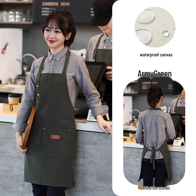Anpassad Canvas Midjeförkläde - Barista, Mjölkte, BBQ, Catering Arbetskläder för Kvinnor