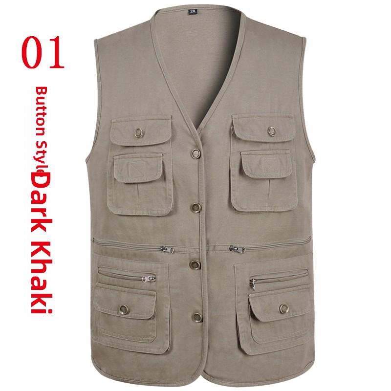 

Spring Autumn Men s Cotton Fishing Photography Vest Multiple Pockets Dad Style Outdoor Casual Loose Fit Business Casual Vest 1xl (fits size 50-67.5kg)