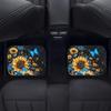 Sunflower Butterfly Car Floor Mats 4pcs Set Universal Anti-Slip Front Rear Carpet For SUV Sedan Van