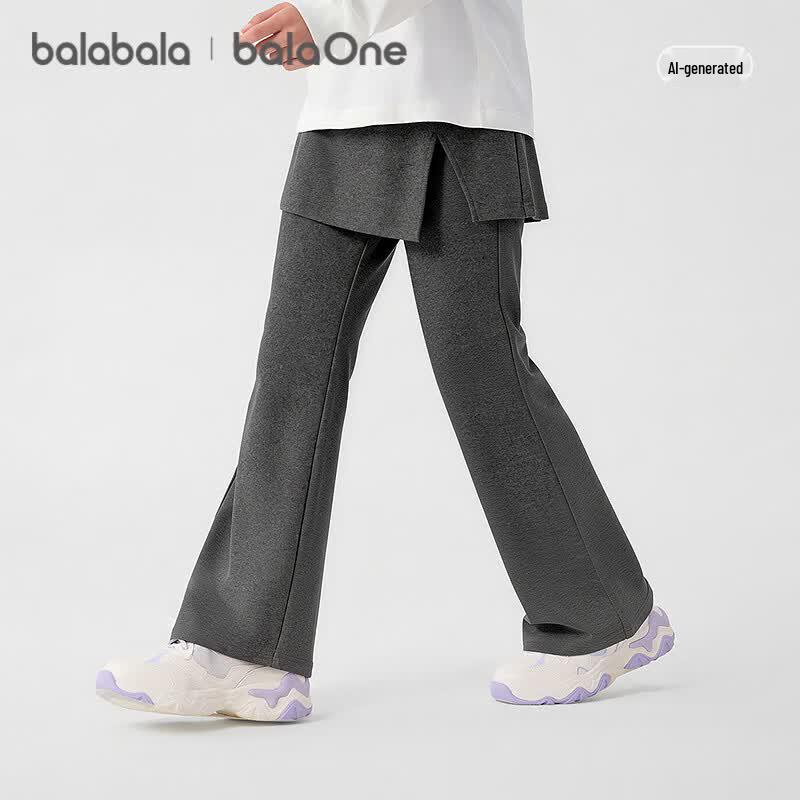 Balabala Girls' High-Waist Flared Long Pants