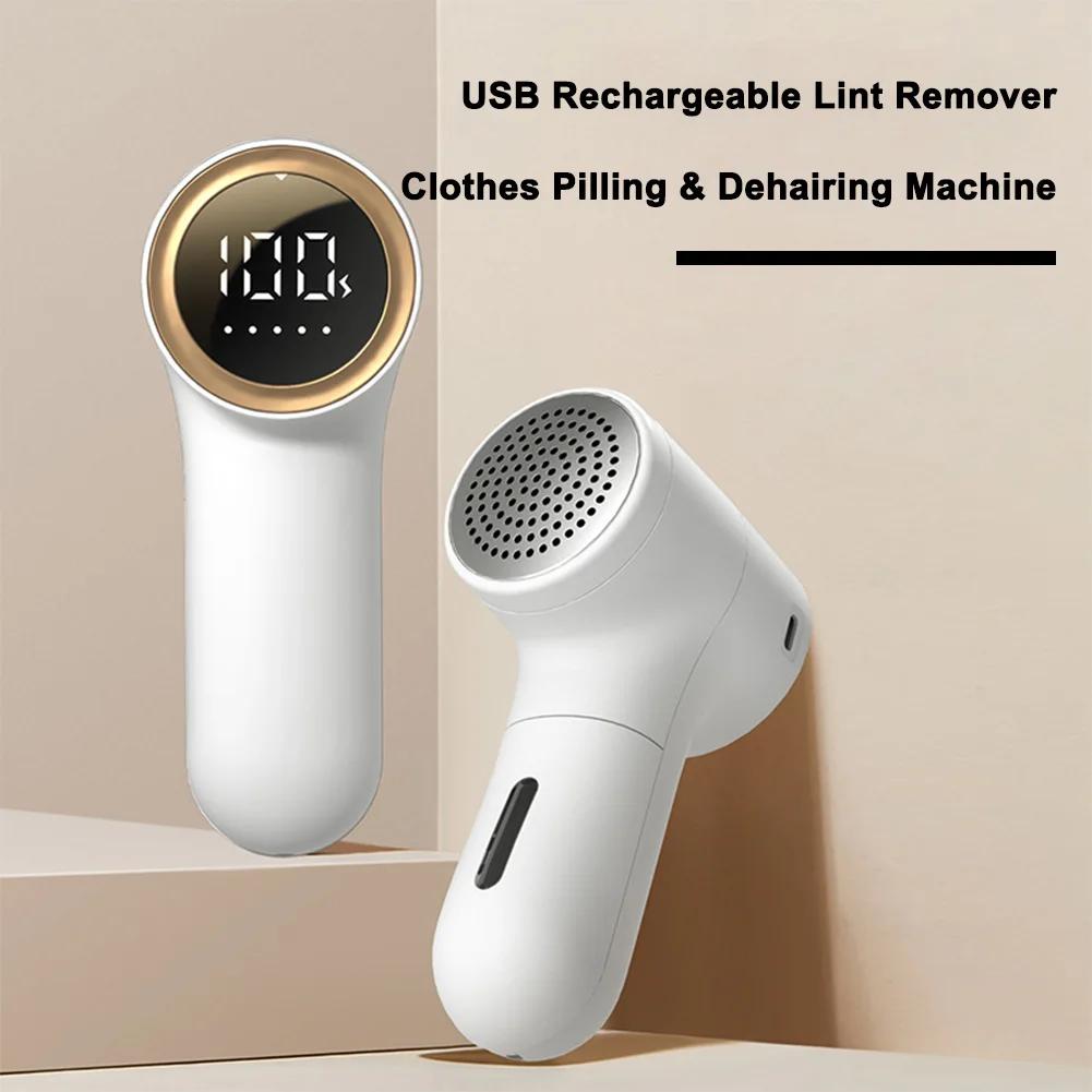 Lint Remover for Clothes USB Rechargeable Electric Lint Remover with 6 Replacement Blades Fabric Shaver for Clothes Sweater Sofa