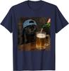 Black Cat Drinking Beer Funny Black Cat Meme Unisex T-Shirt