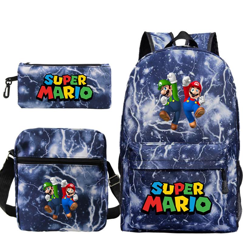 Super Mary Three-Piece Schoolbag, Male And Female Students, Large-Capacity Schoolbag, Shoulder Bag, Pencil Case.