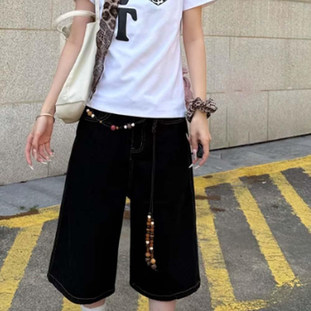 Adjustable Wood Beads Belt PU Retro Tassel Waist Chain Ethnic Style Weaving Waistband  Cool Girls