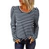 Women's Long Sleeve Lapel V Neck Striped Loose Tops Sweatshirt, Long Sleeve Color Block T-Shirt Casual Tops