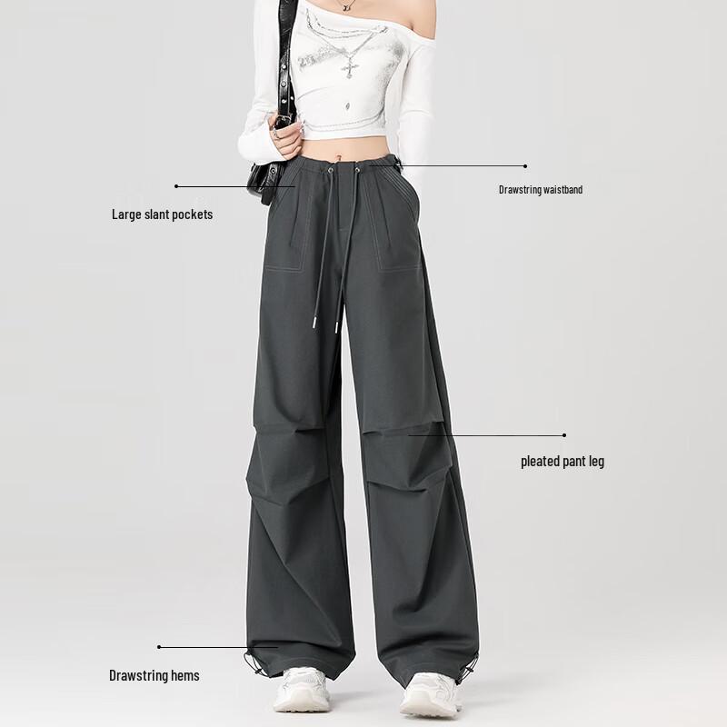 Women's High-Waist Water-Repellent Drawstring Cargo Pants