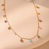 Women Light Luxury Ins Style Color Zircon Small Star Heart Pendant Necklace