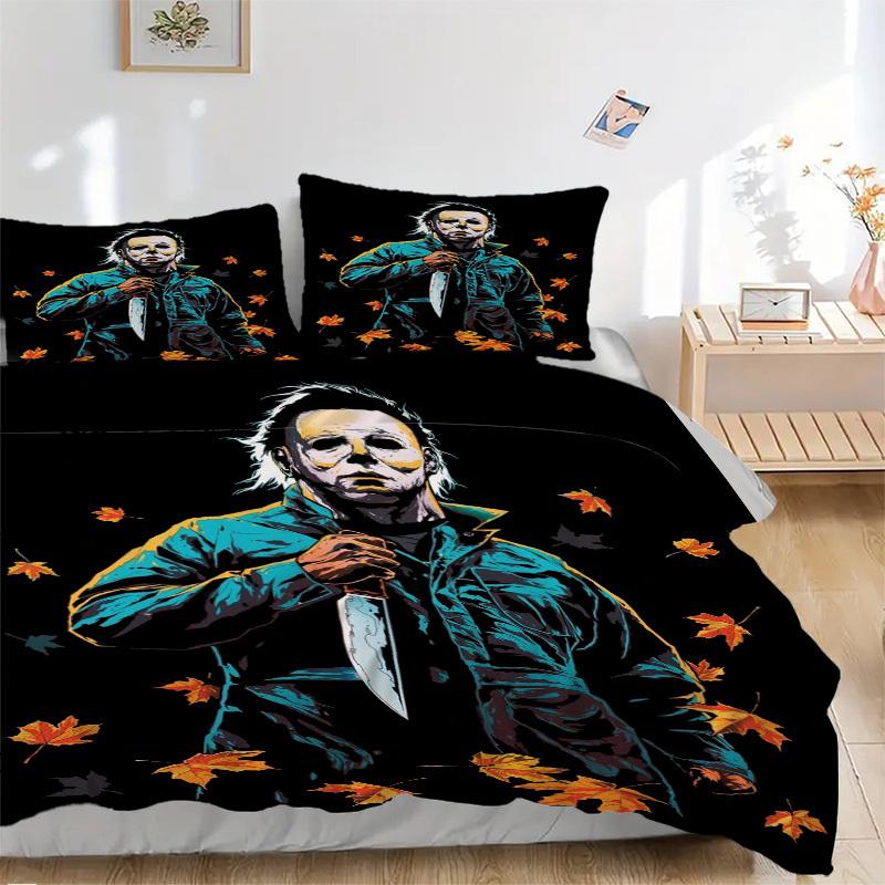 

Michael Myers Halloween Horror Knife Bedding Set Comforter Cover Gift for Bedroom,Includes 1 Cover and 2 Pillowcases, No InsertB319 135x200cm