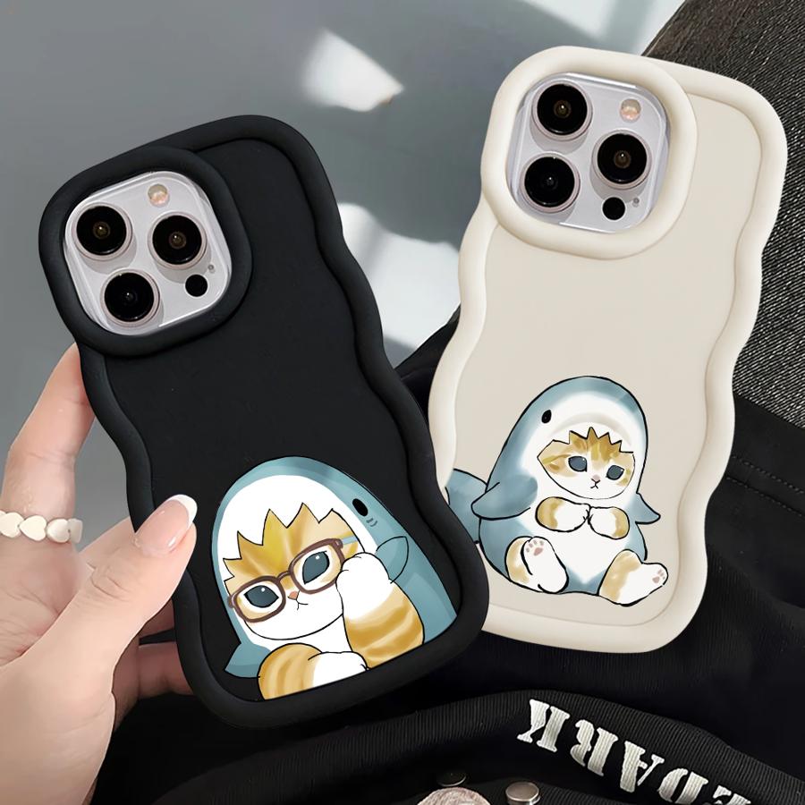 Case for iPhone 18 13 15 Plus XR 17 Air 16 Pro Max 11 14 8 12 Soft Phone Cover Shark Cat