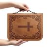 Reading Carry Bible Cover with Handle, Book Case in PU Leather Look for Church Days, Travel Use, and Shelf Storage