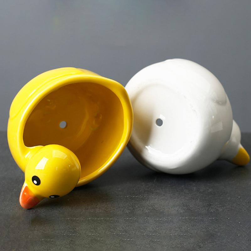 Cute Duck Flower Pot Succulent Pot Ceramics Planter Home Decor Desktop Ornaments Bonsai Plant Pot Garden Decoration