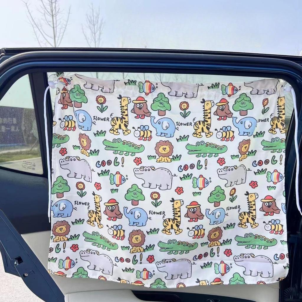 Suction Cup Curtain In The Car Window Sunshade Cover Cartoon Universal Side Window Sunshade UV Protection For Kid Baby Children