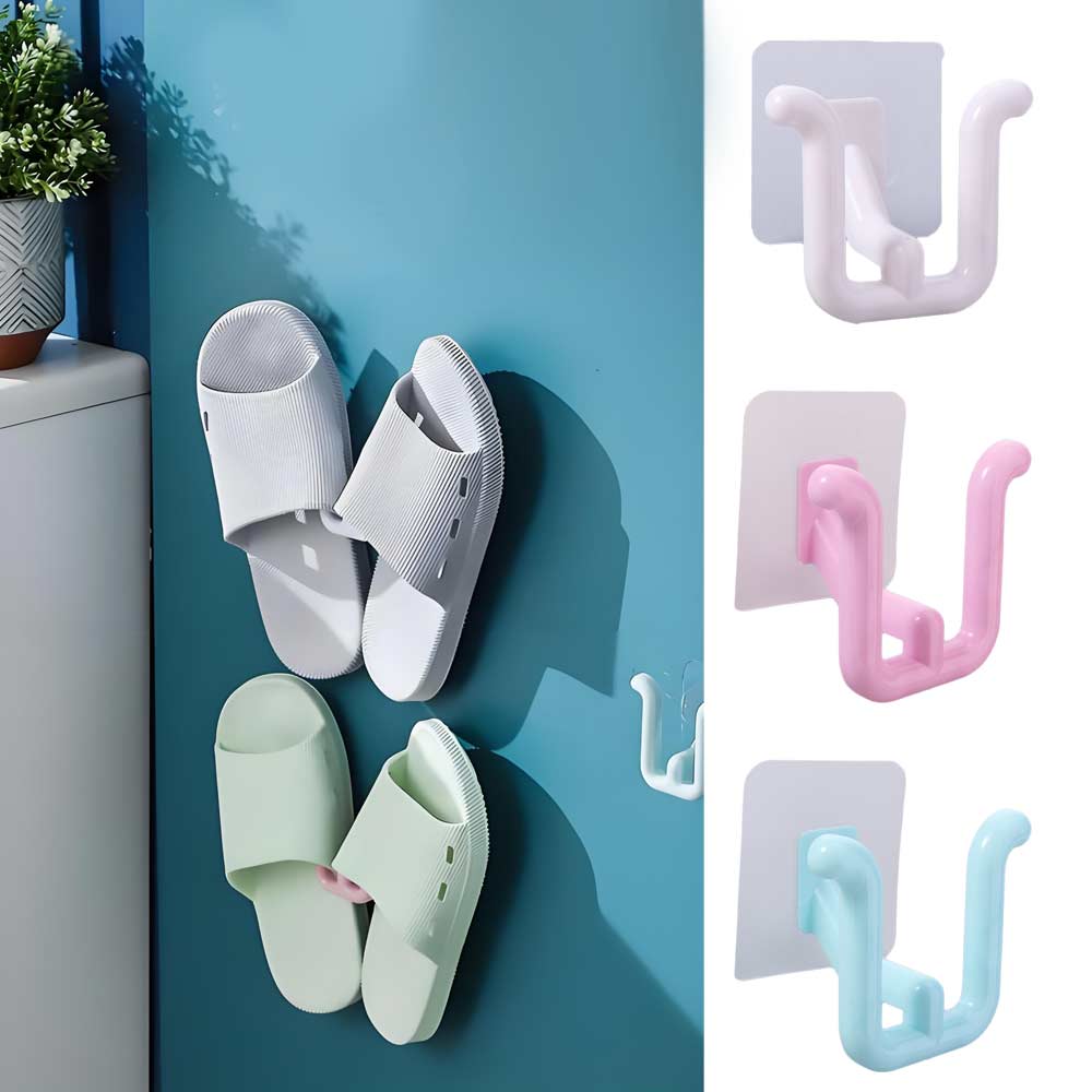 5pcs Wall-mounted Slipper Hook Acrylic Shoe Drying Rack Creative Slipper Rack Bathroom