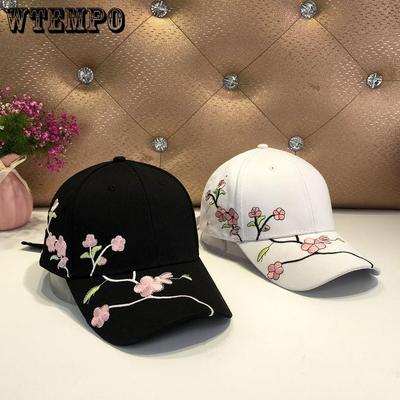 Pflaumenblüten bestickte Baseballkappe Studentin Sommer Koreanische Version Entenschnabelmütze Lässig Vielseitig Sonnenschutzhut