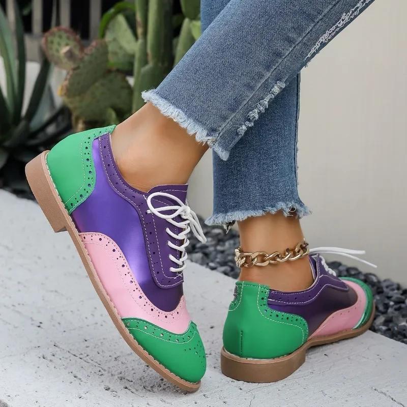 2025 New Style Fashionable and Versatile Color Matching Shallow Mouth Women's Shoes Shallow Mouth Pointed Toe Lace Decoration