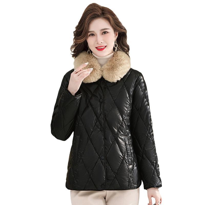 Mode kort bomullsfodrad jacka Medelålders kvinnor Liten dunjacka Medelålders och äldre kvinnors bomullsfodrade jacka