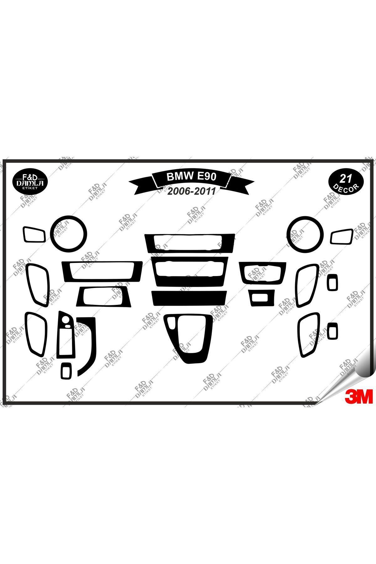 

BMW E90 2006-2011 Torpido Konsol Trim Göğüs Maun Kaplama Set 21 Parça Siyah