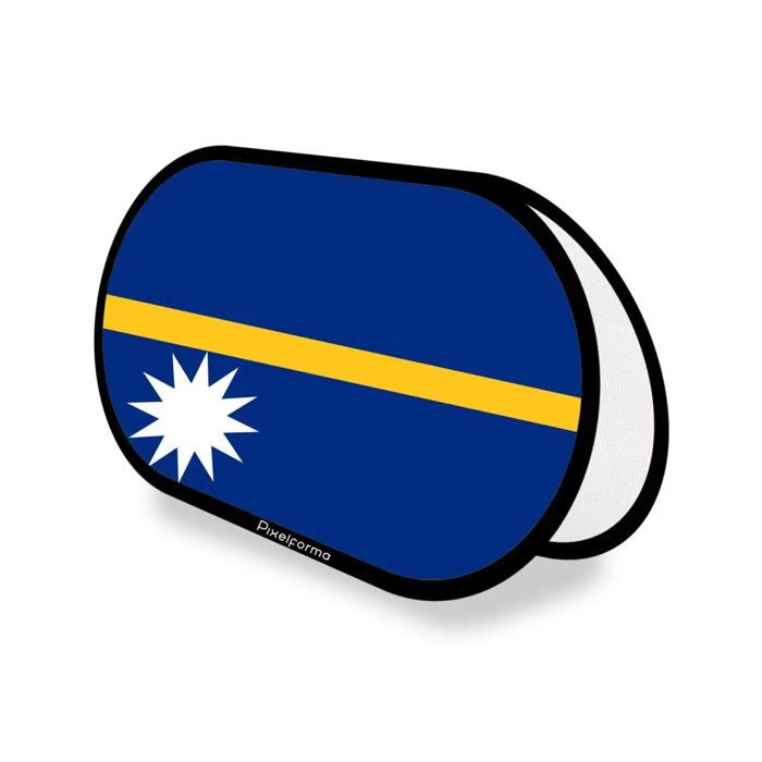 Drapeau Ovale - Nauru - 70 x 120 cm - Polyester - Impression recto/verso - Pliable rétractable