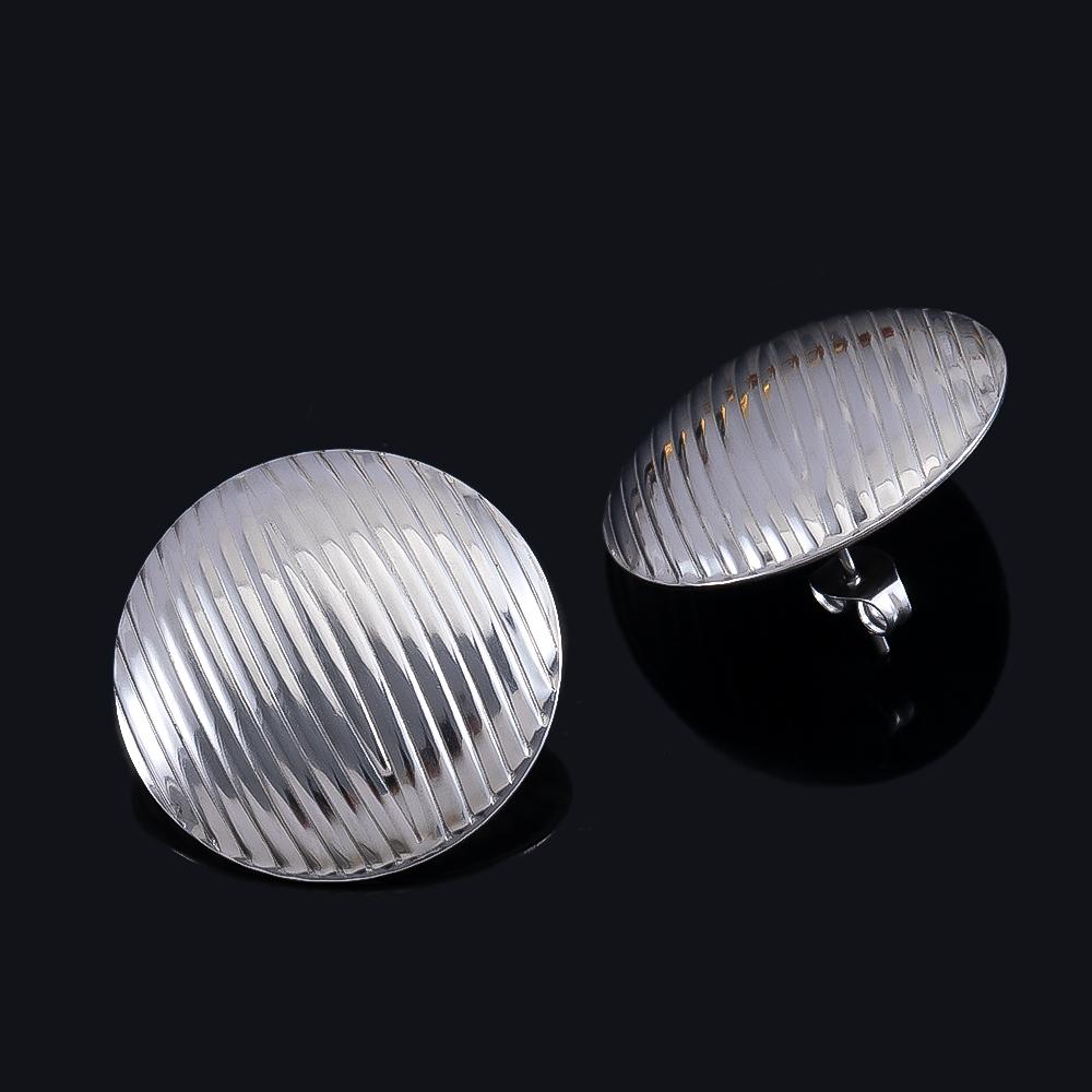 

2 pcs/lot Stainless Steel Wave Round Heart Stud Earrings with Loop Back Plug Earrings Pin for Women Fashion DIY Jewelry 2pcs