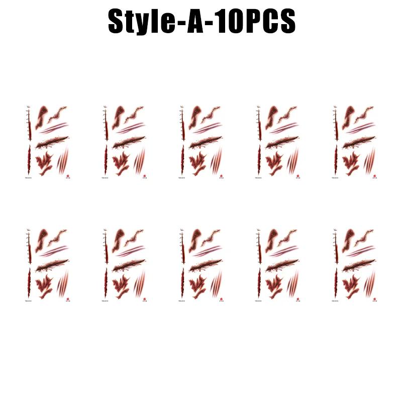 Halloween Waterproof Temporary Tattoo Stickers Sexy Bloody Makeup Zombie Scar Tattoo Decoration Wound Horror Blood Sticker