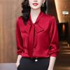 Elegant Women Chiffon Shirt Korean Blouse Office Lace Mesh Long Sleeve Ruffles V NeckTops Casual Vintage Pullovers Blusas