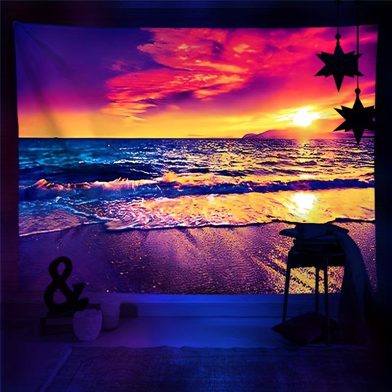 Sunset Blacklight UV Reactive Wall Hanging Tapestry Fluorescent Tapestry for Living Room  Bedroom and Home Decor