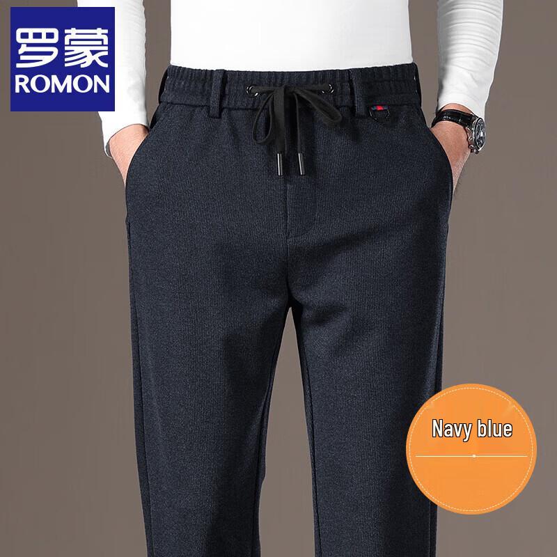 Romon Men s Autumn/Winter Wool Blend Straight-Leg Casual Pants L
