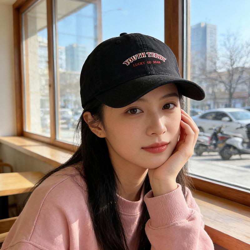 Baseball cap female deepened and enlarged face small visor wide brim soft top versatile cap male [standard head circumference] чёрный