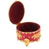 Vintage Metal Jewelry Box Round Exquisite Hand Carved Gold Flower Pattern Trinket Organizer for