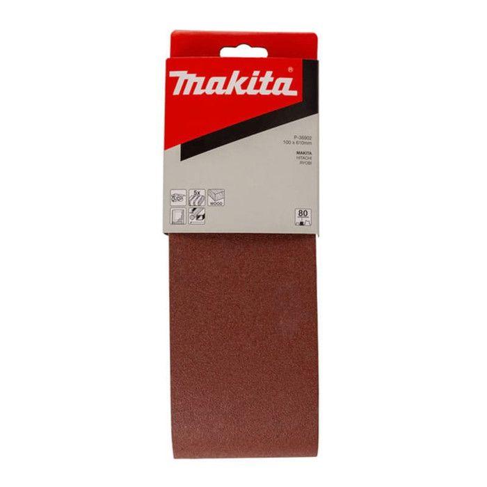 Bandes abrasives - MAKITA - 9401/9403/9404 - 100x610 mm - Lot de 5 - Bois &amp; métal