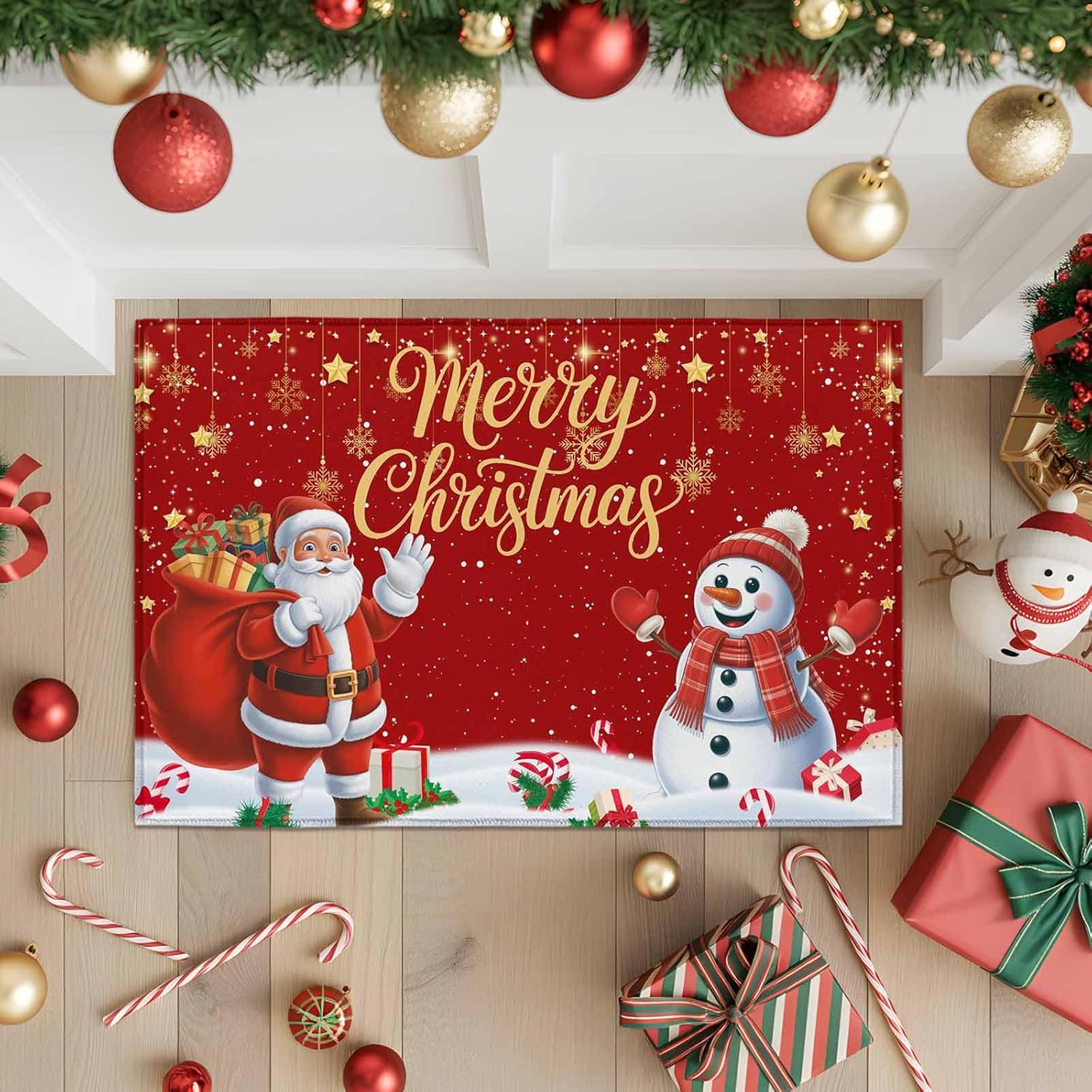 

Christmas Happy Floor Mat - Durable And Slip-Resistant For Indoor And Outdoor Entrances, Kitchen Carpet, Home Decoration 40x60cm 16x24inch