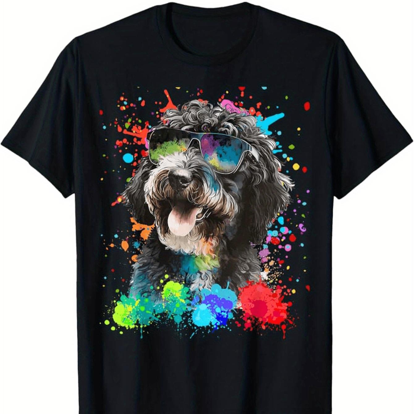 

Aussiedoodle Dog with Glasses TShirt 100 Cotton ONeck Short Sleeve Summer Casual Mens Tshirt Streetwear S