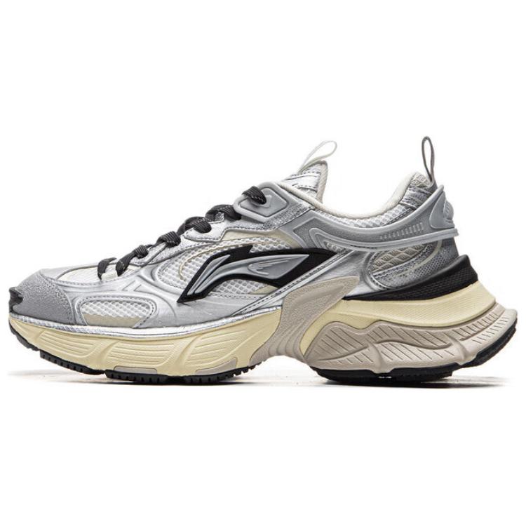 

new LiNing Star Cushioning Anti-Slip Wear-Resistant Breathable Height Increasing Low-Top Casual Shoes Men s Silver Black 42