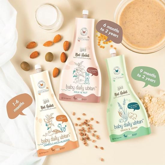 Nat Habit Baby Bath Ubtan – Tägliches Ubtan mit Charoli-Milch-Mandel für die Reinigung und Ernährung von 1 bis 6 Monaten (80 g, 2er-Pack)