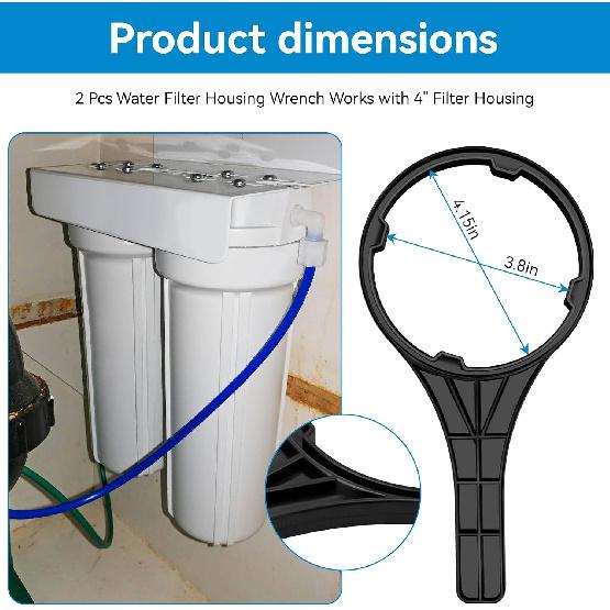 2 Pcs Water Filter Housing Wrench Works with 4" Filter Housing Compatible with W-ATTS WR-100 Water Filter Housing Wrench Fits for Water Pur