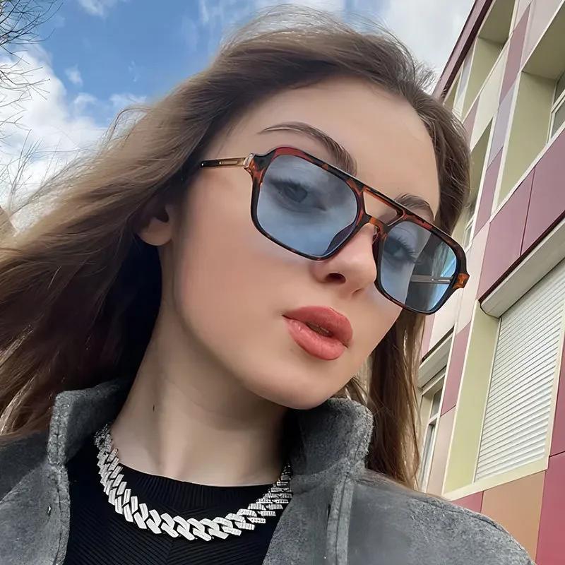 10 Colors Outdoor Sunglasses Double Beam Fashion Sunglasses Decorative Glasses for Driving Trendy Women's Sunglasses