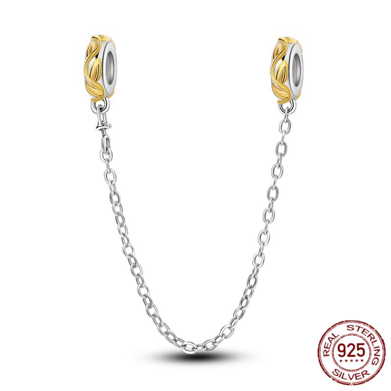 Breloque Chaîne de Sécurité Étoiles et Lune Trèfle à Quatre Feuilles en Cuivre pour Bracelet Authentique DoItYourself Bijoux Cadeaux