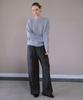 Awi Brushed Herringbone Single-Pleat Slacks_Charcoal