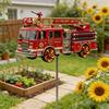 Firetruck Garden Wind Spinner Metal Wind Spinner with Ground Spike Outdoor Firetruck Decoration for Home Yard Art Patio Lawn
