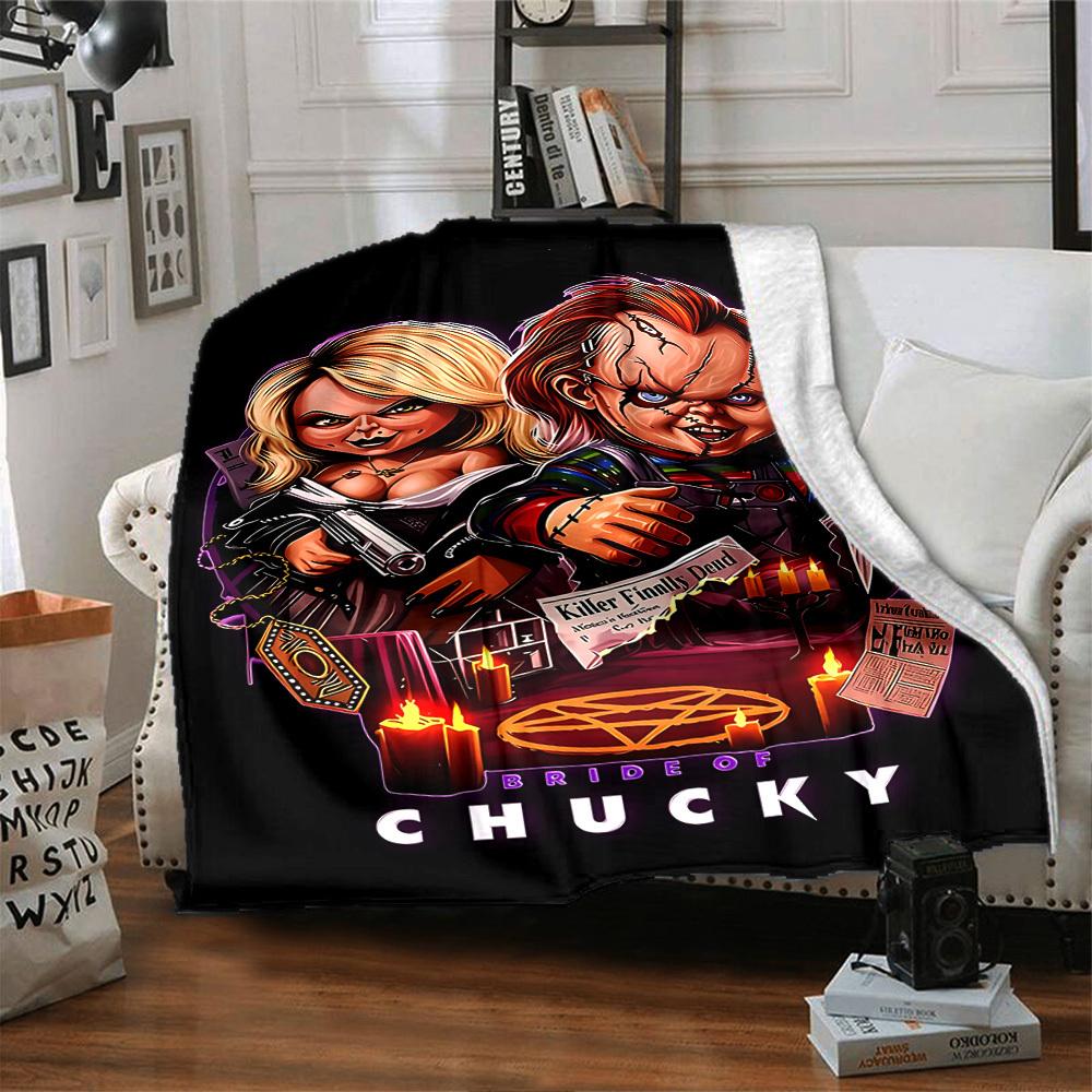 1pc Bride of Chucky Throw Blanket Soft Flannel, Cozy All Season Polyester Perfect for Home, Office