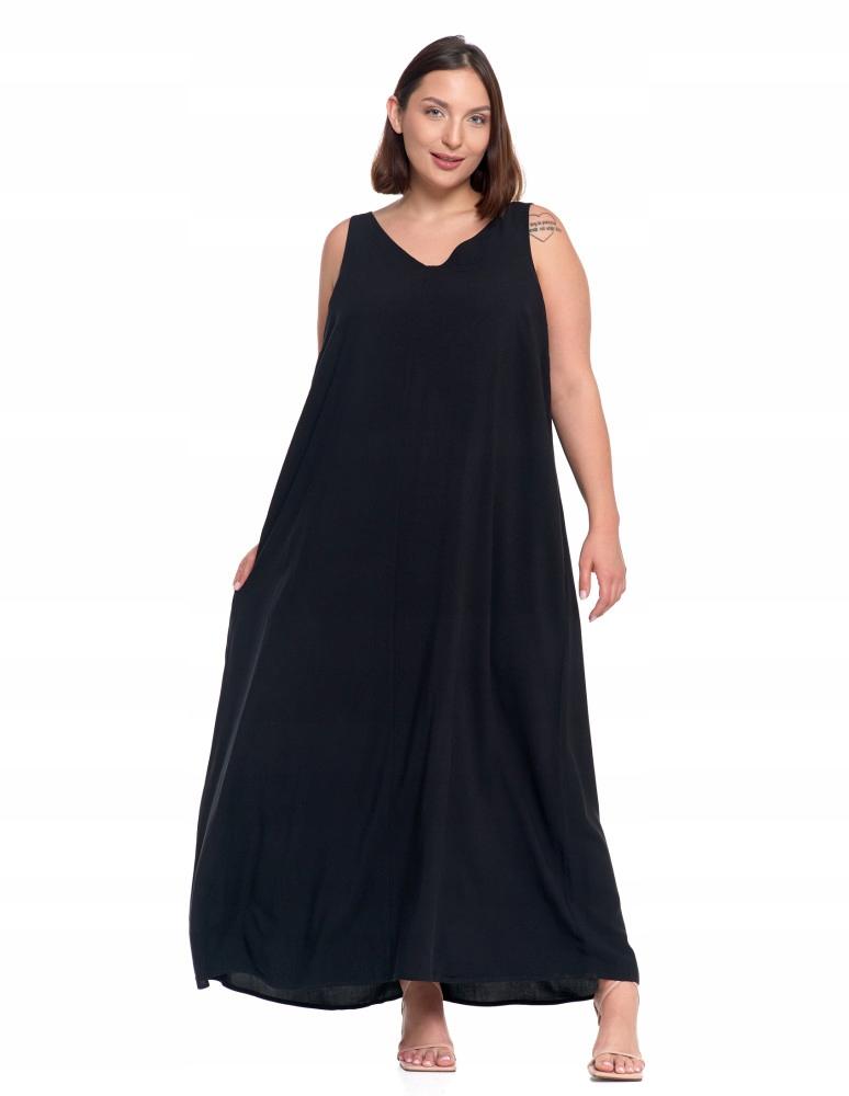 Feminine Long Women's Maxi Summer Dress Loose Fit Viscose MORAJ XL BLACK