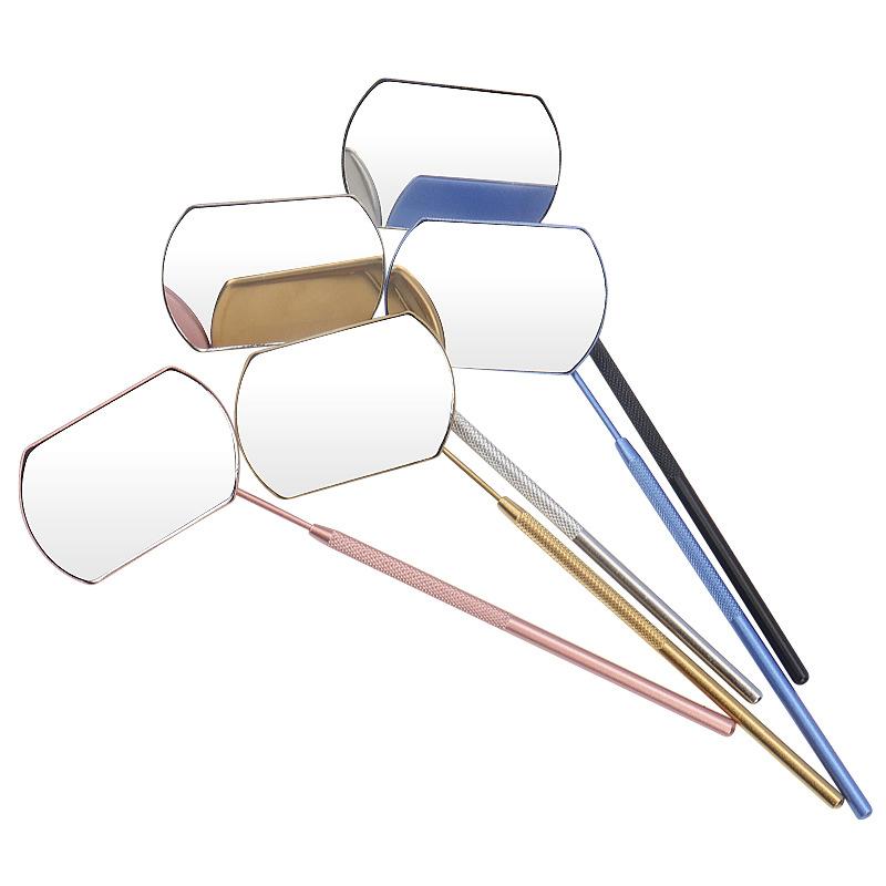 1Pc Handheld Square Eyelash Extension Inspection Mirror, Stainless Steel Eyelash Extension Auxiliary Tool