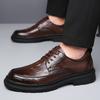 Dress Casual Brown Derby Shoes Men's Low-Top Lace-Up Leather Shoes Men's British Wedding Shoes 2025